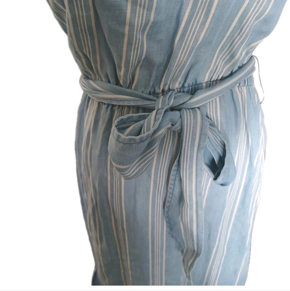 BB Dakota Women’s Blue and Striped Tailyn Tie Front Midi Nautical Dress S - Picture 7 of 15